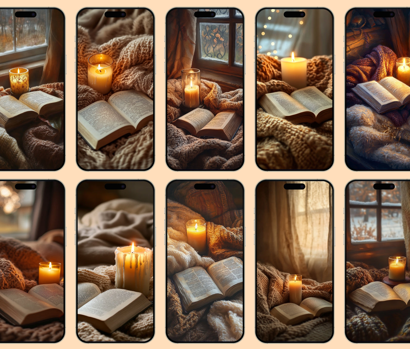 Cozy Corner Candle Glow Wallpaper – Warm Lights & Comfort for iPhone