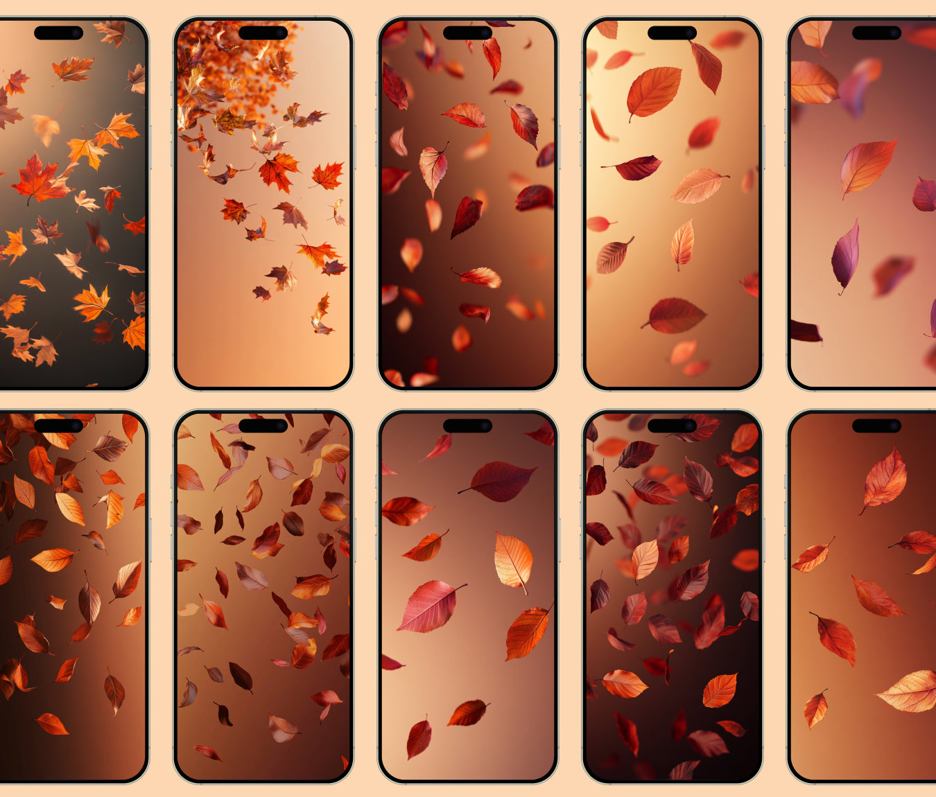 Golden Fall Leaves Wallpaper – Aesthetic Warm Fall Colors for iPhone