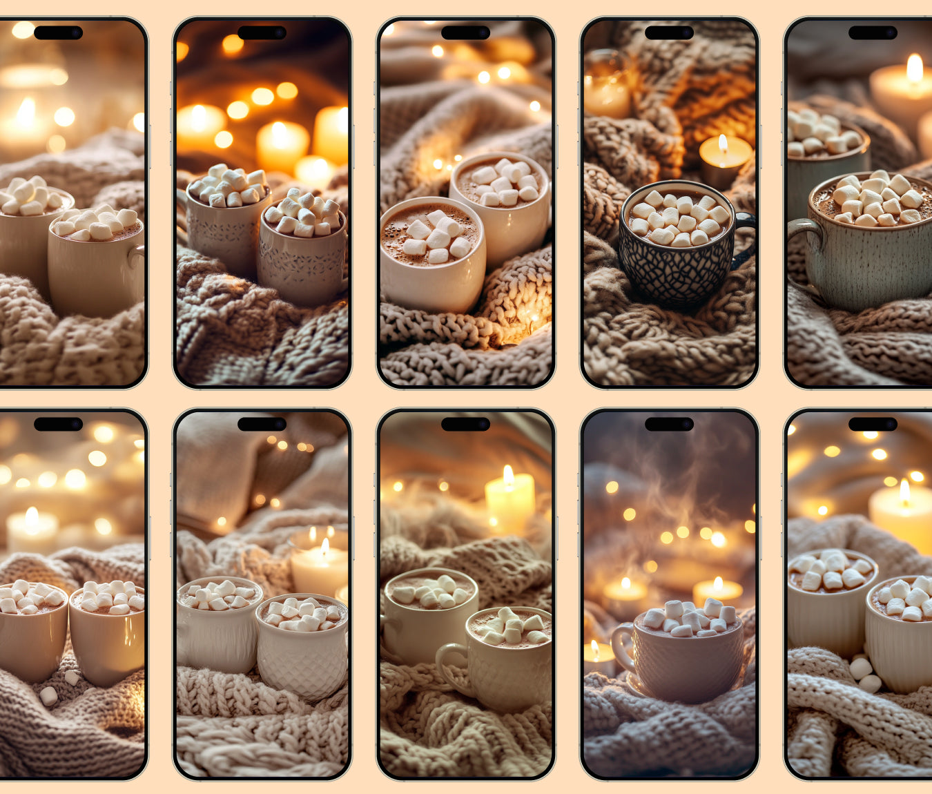 Cozy Cocoa Mugs Wallpaper – Hot Cocoa & Marshmallows for iPhone