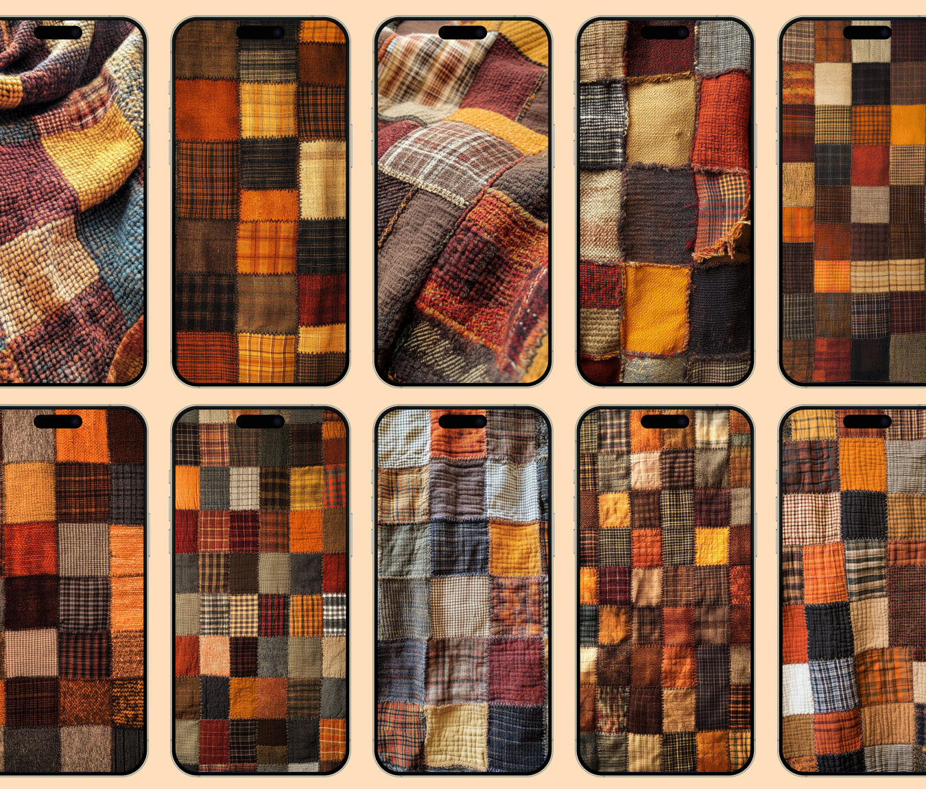 Plaid Patchwork Design Wallpaper – iPhone Fall Colors Plaid Patterns