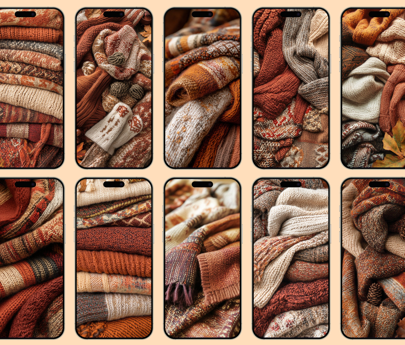 Warm Fall Layers Wallpaper – Cozy Sweaters & Scarves for iPhone
