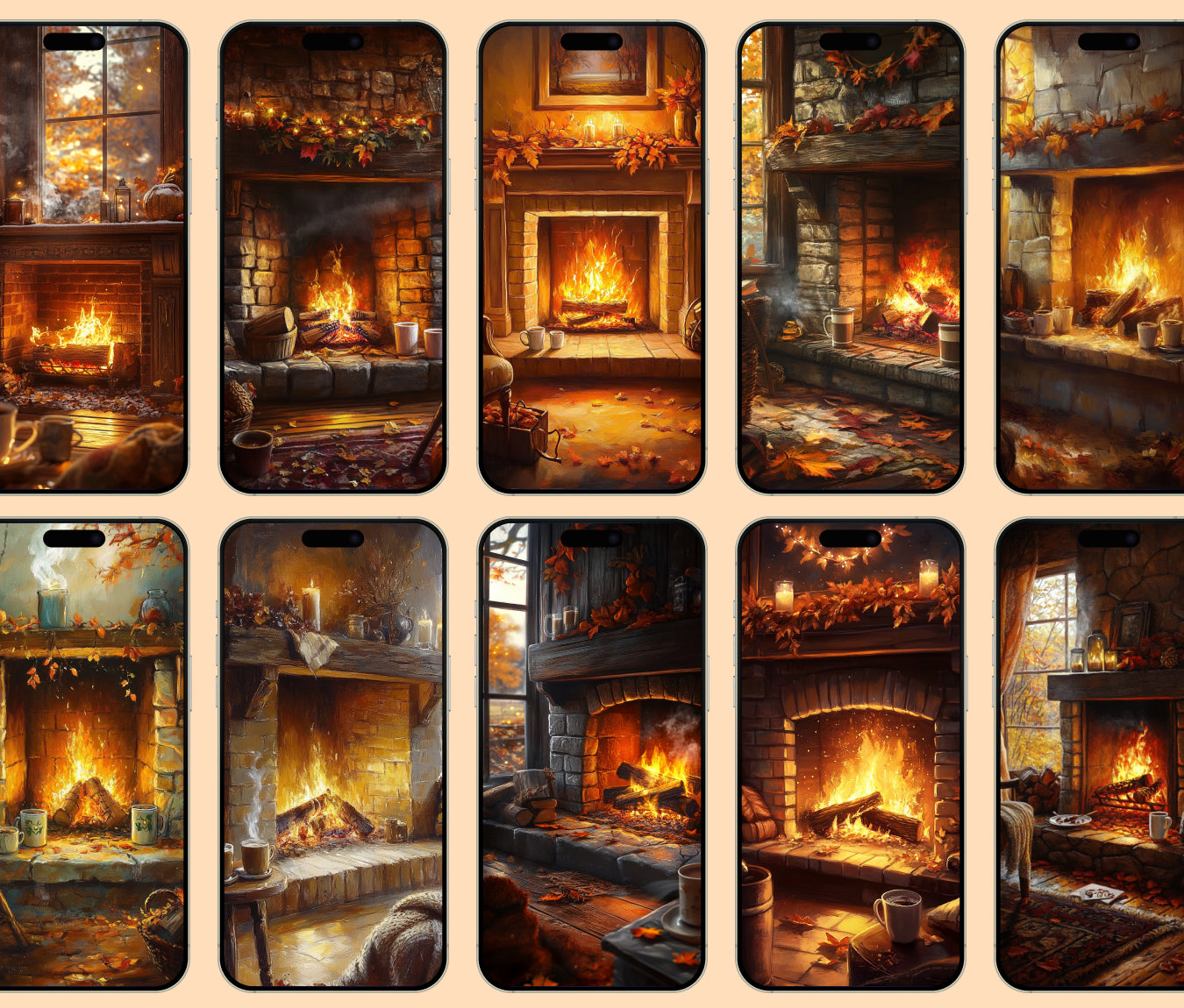 Cozy Fall Fireplace Wallpaper – Warm Crackling Fireplace for iPhone