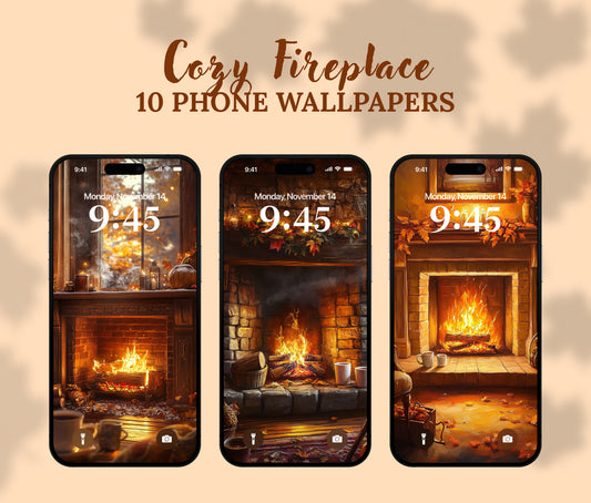 Cozy Fall Fireplace Wallpaper – Warm Crackling Fireplace for iPhone