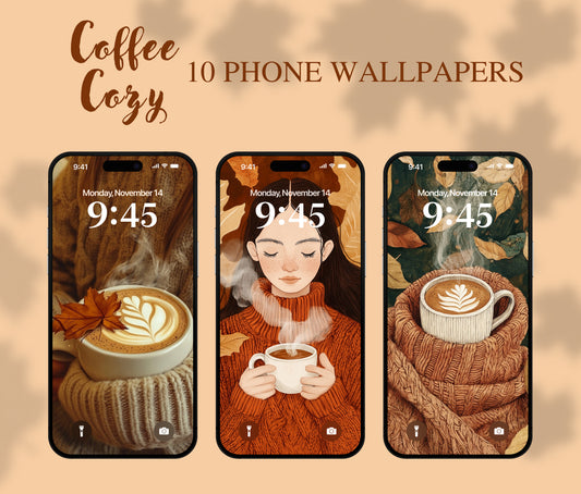 Pumpkin Spice Coffee Cozy Wallpaper – Fall iPhone Knit Sweaters