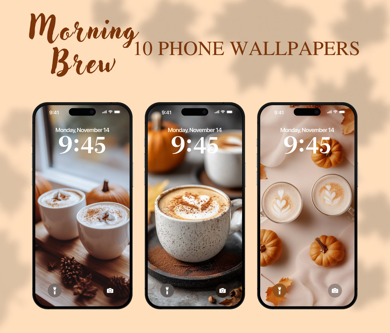 Pumpkin Spice Morning Brew Wallpaper – Minimalistic Lattes for iPhone