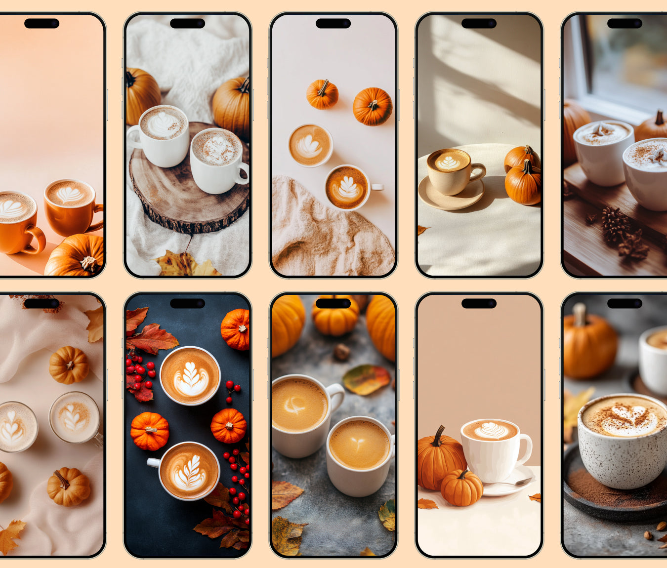 Pumpkin Spice Morning Brew Wallpaper – Minimalistic Lattes for iPhone