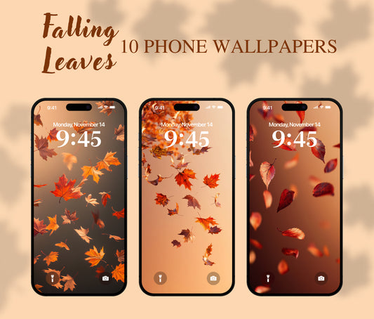 Golden Fall Leaves Wallpaper – Aesthetic Warm Fall Colors for iPhone