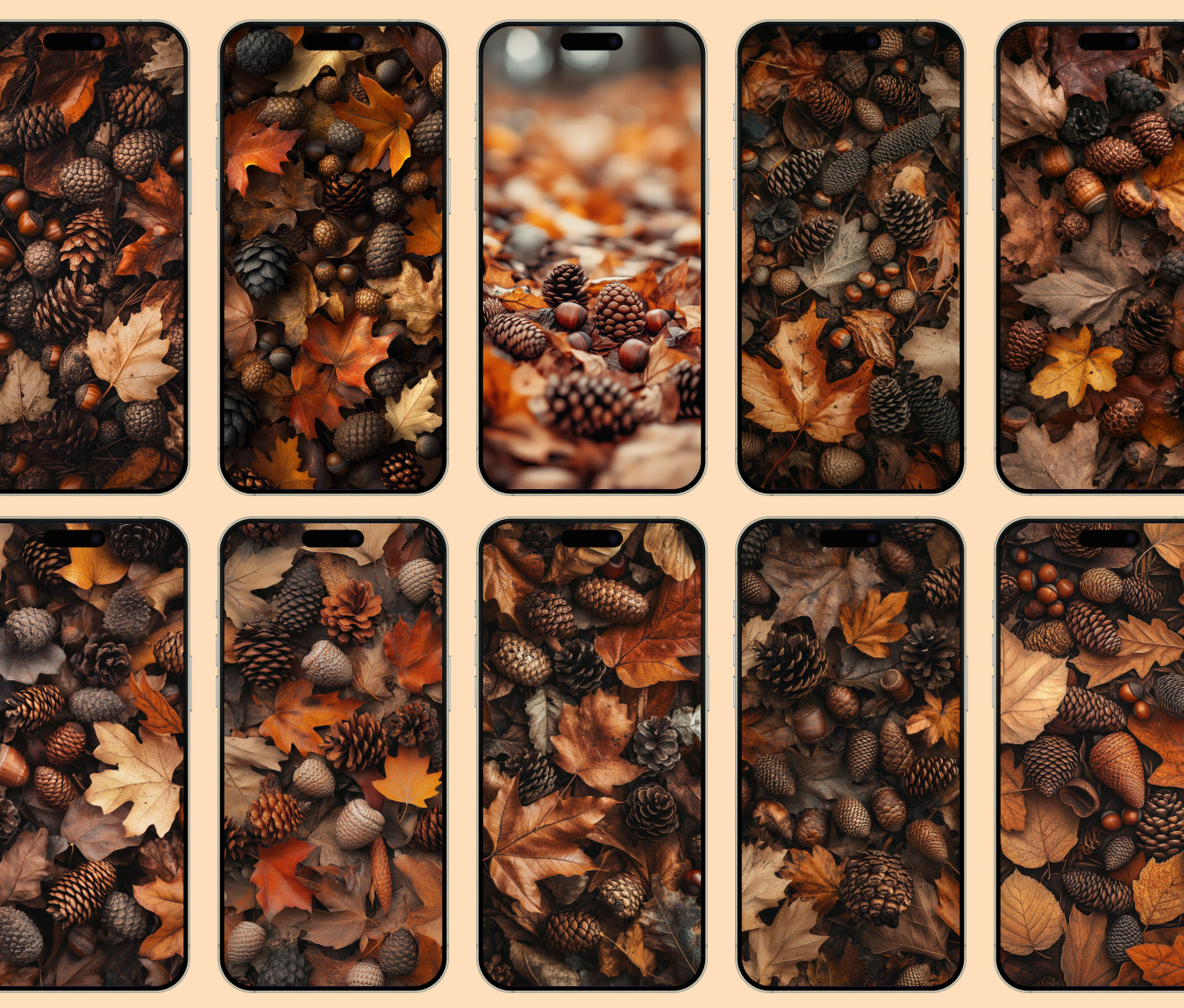 Forest Floor Acorns Wallpaper – Fall Forest Pinecones for iPhone