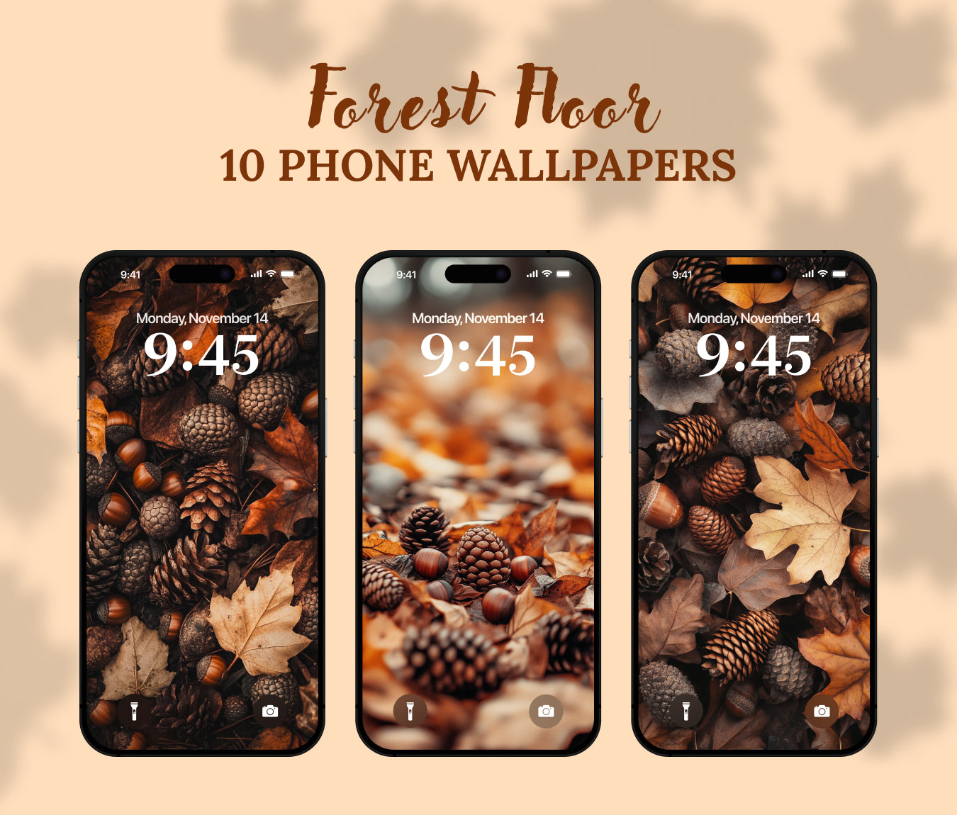 Forest Floor Acorns Wallpaper – Fall Forest Pinecones for iPhone