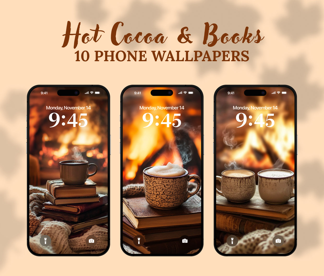 Cocoa and Books Wallpaper – Cozy Fall Hot Cocoa & Comfort for iPhone