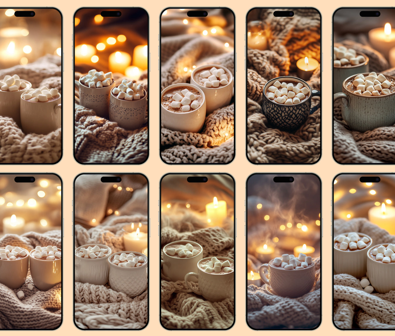 Cozy Cocoa Mugs Wallpaper – Hot Cocoa & Marshmallows for iPhone