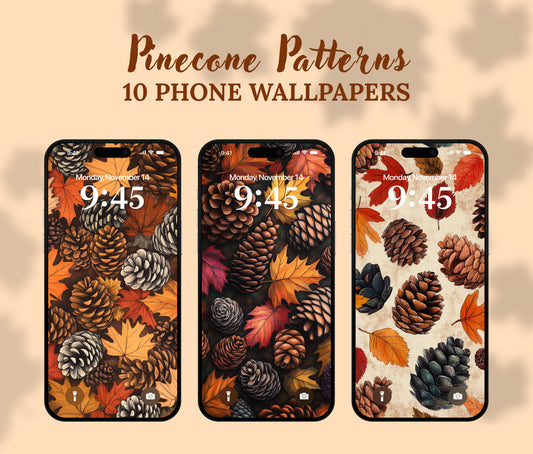 Pinecone Patterns Wallpaper – Fall Hand-Drawn Pinecones for iPhone