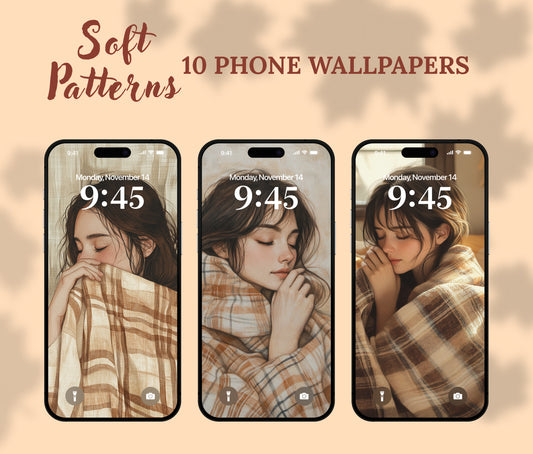 Muted Fall Plaid Wallpaper – Soft Washed-Out Plaid Design for iPhone