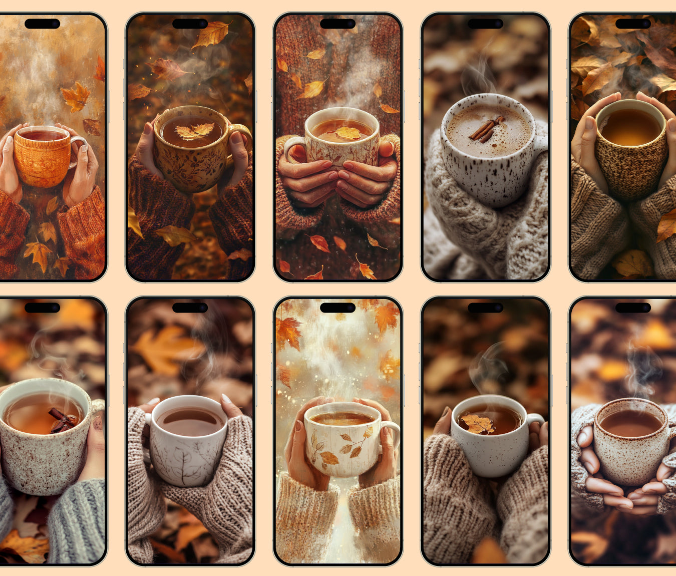 Cozy Sweater & Mug Wallpaper – Fall Sweaters & Mugs for iPhone