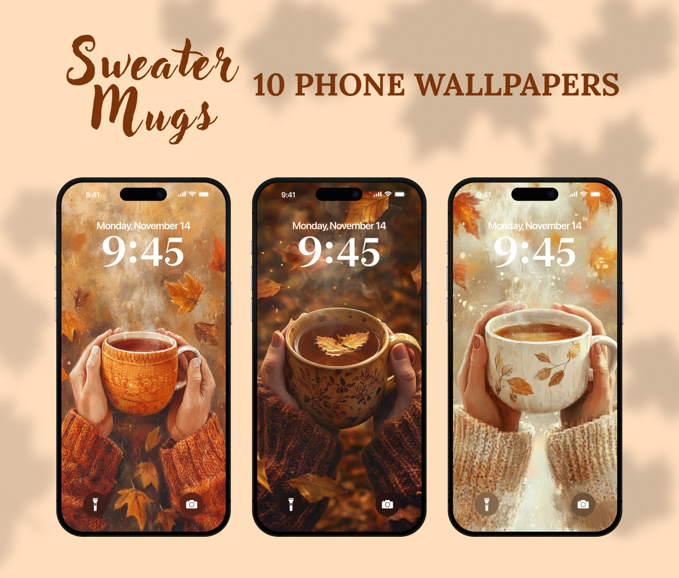 Cozy Sweater & Mug Wallpaper – Fall Sweaters & Mugs for iPhone