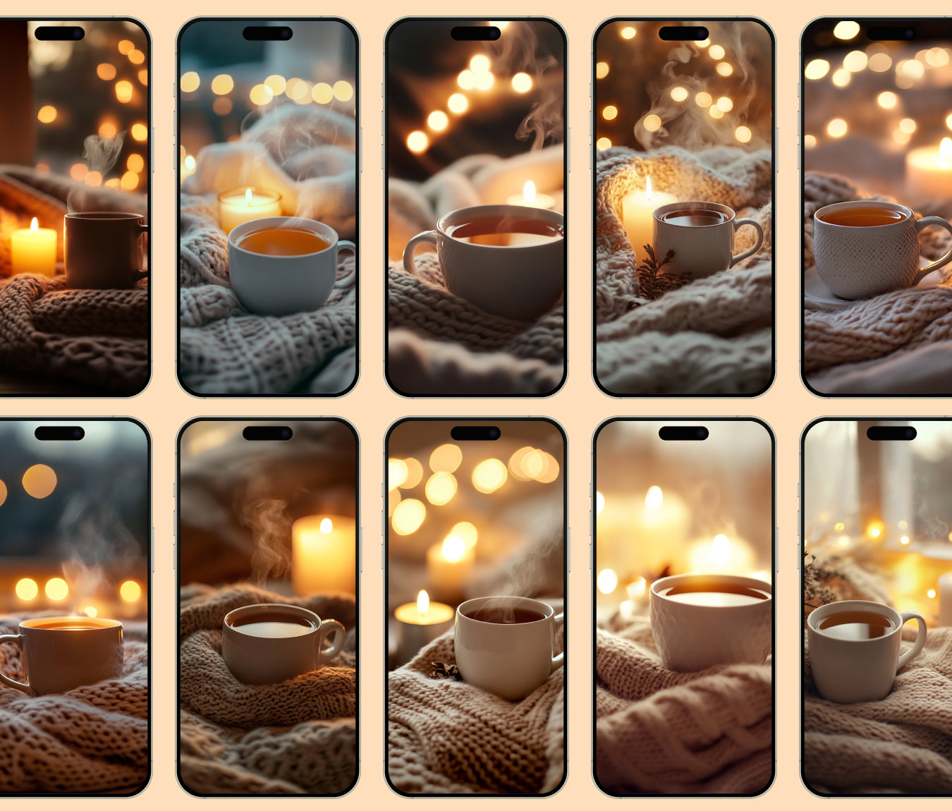 Tea and Candle Warmth Wallpaper – Fall Vibe Candlelight for iPhone