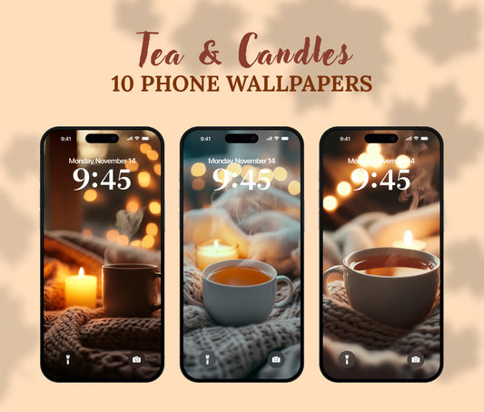 Tea and Candle Warmth Wallpaper – Fall Vibe Candlelight for iPhone