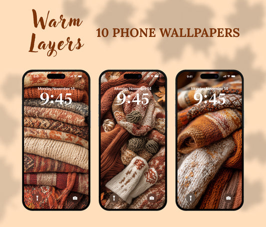 Warm Fall Layers Wallpaper – Cozy Sweaters & Scarves for iPhone